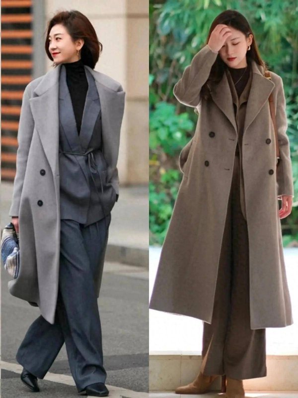 今冬流行的大衣，长款更风雅，搭配直筒裤、半身裙，干练又优雅